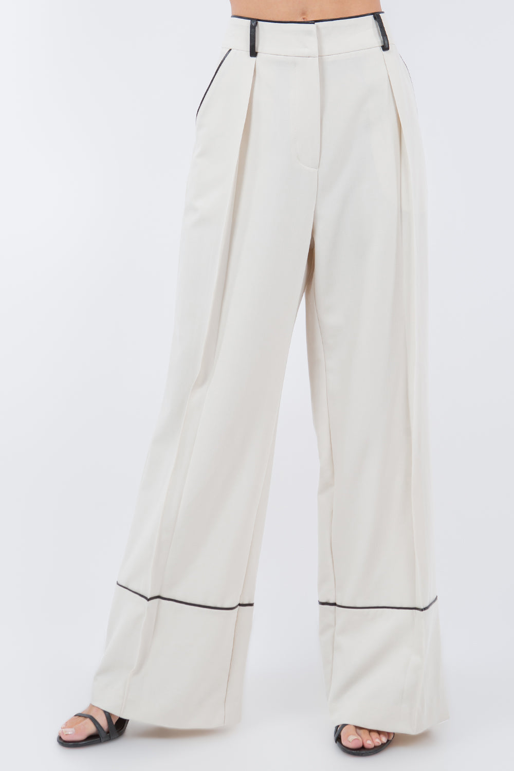 WIDE FIT TROUSERS - ECRU