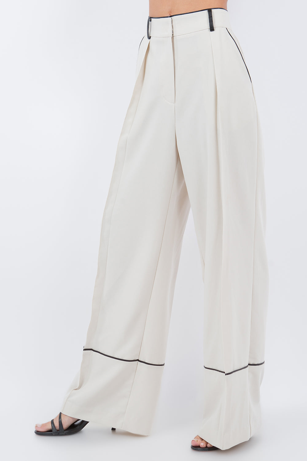 WIDE FIT TROUSERS - ECRU