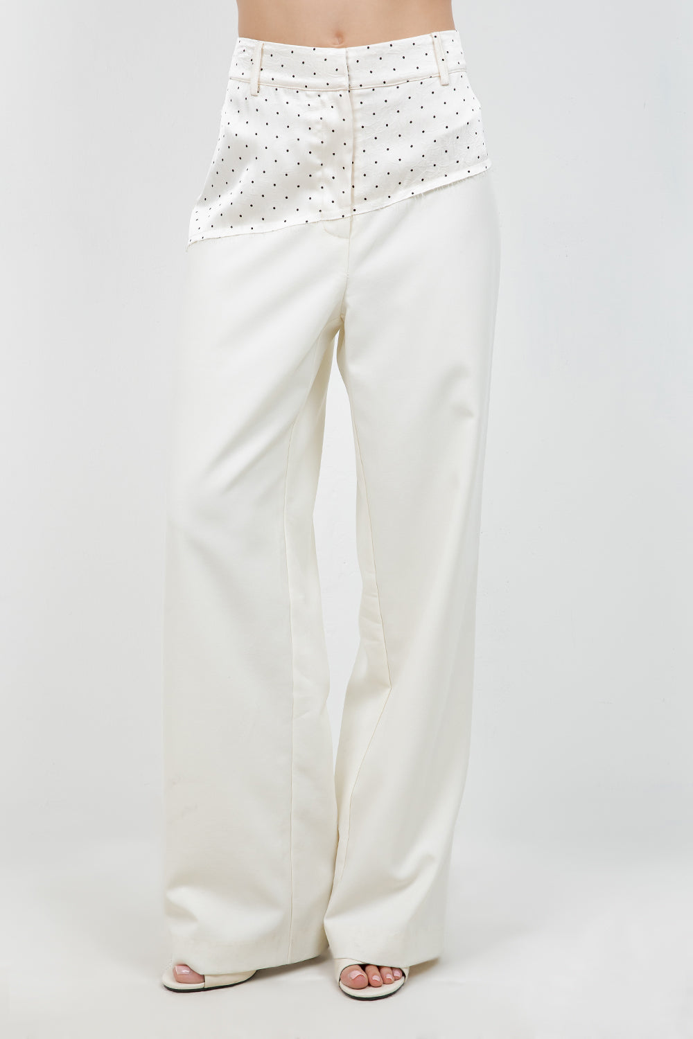 CONTRAST POLKA DOT SOFT WOVEN TROUSERS
