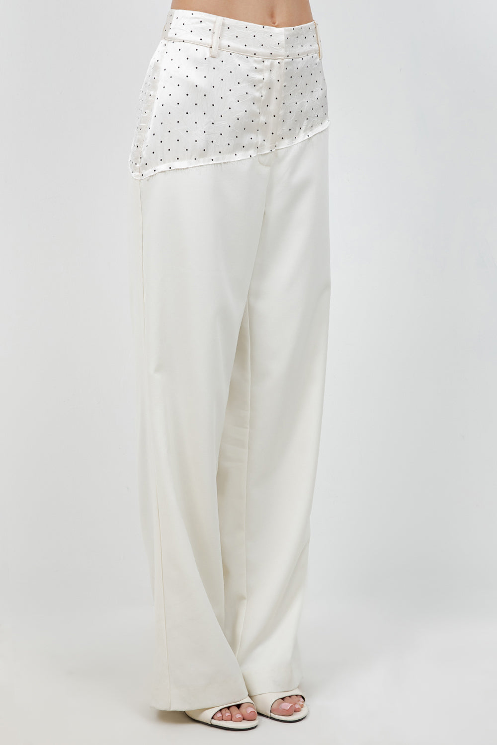 CONTRAST POLKA DOT SOFT WOVEN TROUSERS