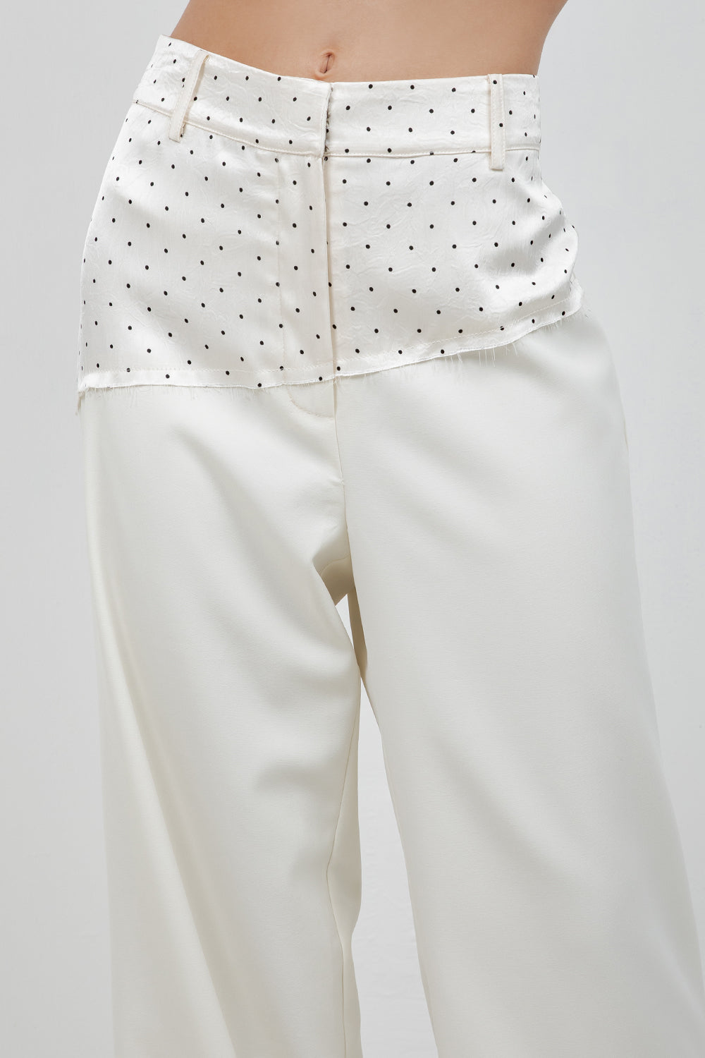 CONTRAST POLKA DOT SOFT WOVEN TROUSERS