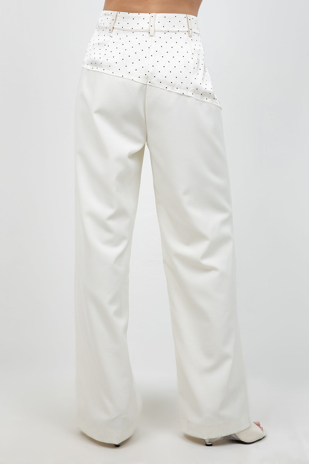 CONTRAST POLKA DOT SOFT WOVEN TROUSERS