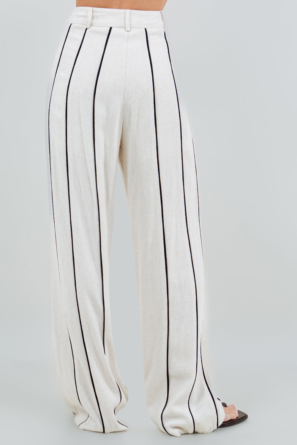 STRIPED TRIM PANTS - OATMEAL