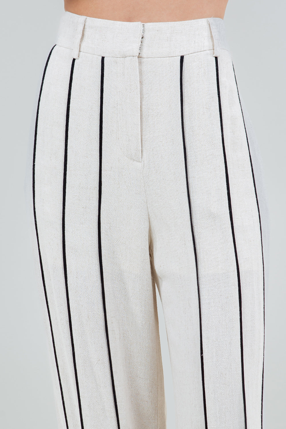 STRIPED TRIM PANTS - OATMEAL