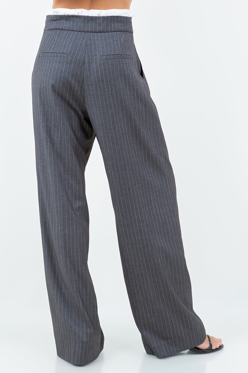 CONTRAST DOUBLE WAIST PINSTRIPE TROUSERS