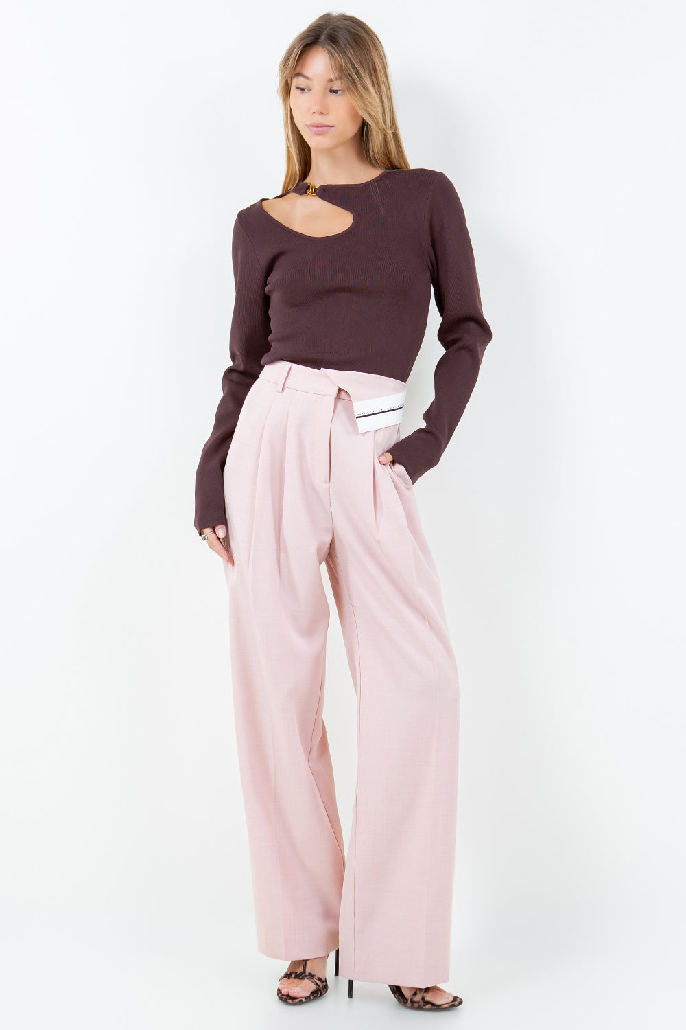 CONTRAST FLIP BAND TROUSERS