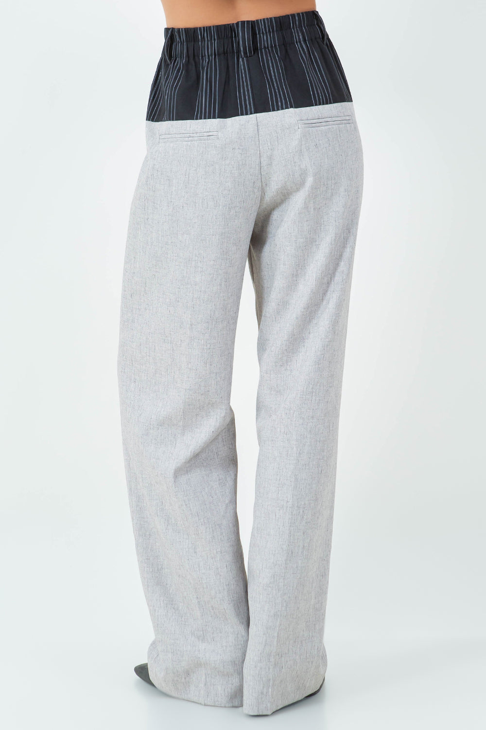 PINSTRIPE CONTRAST STRAIGHT FIT TROUSERS - H GREY/BLACK