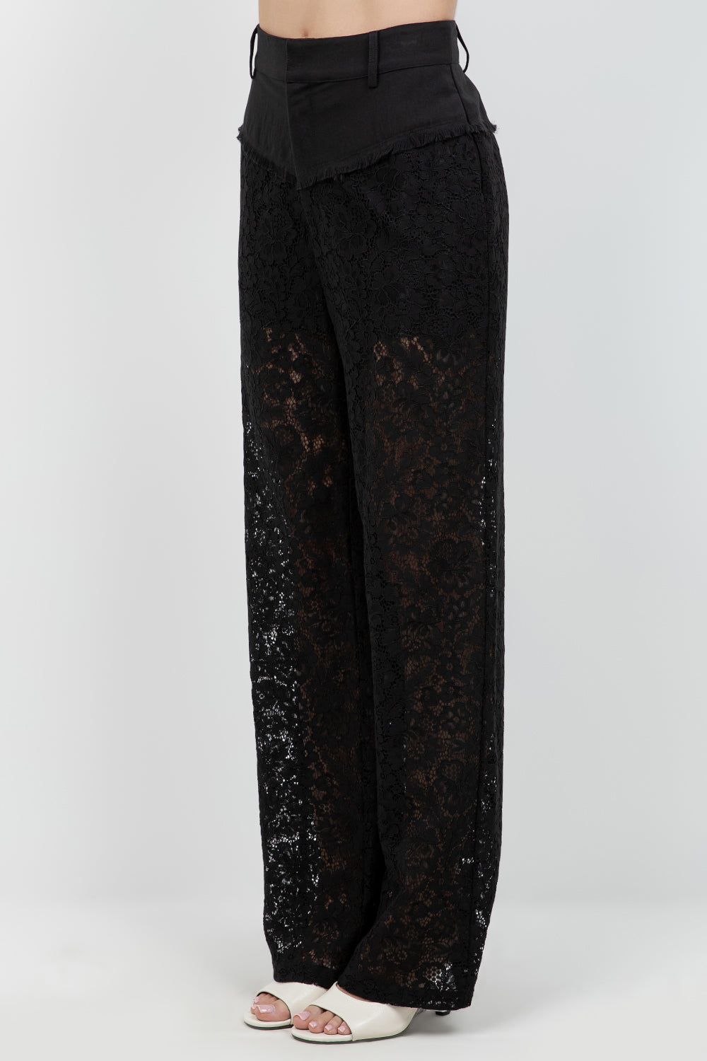 WOVEN LACE COMBO STRAIGHT LEG TROUSERS - Whiteroom+Cactus