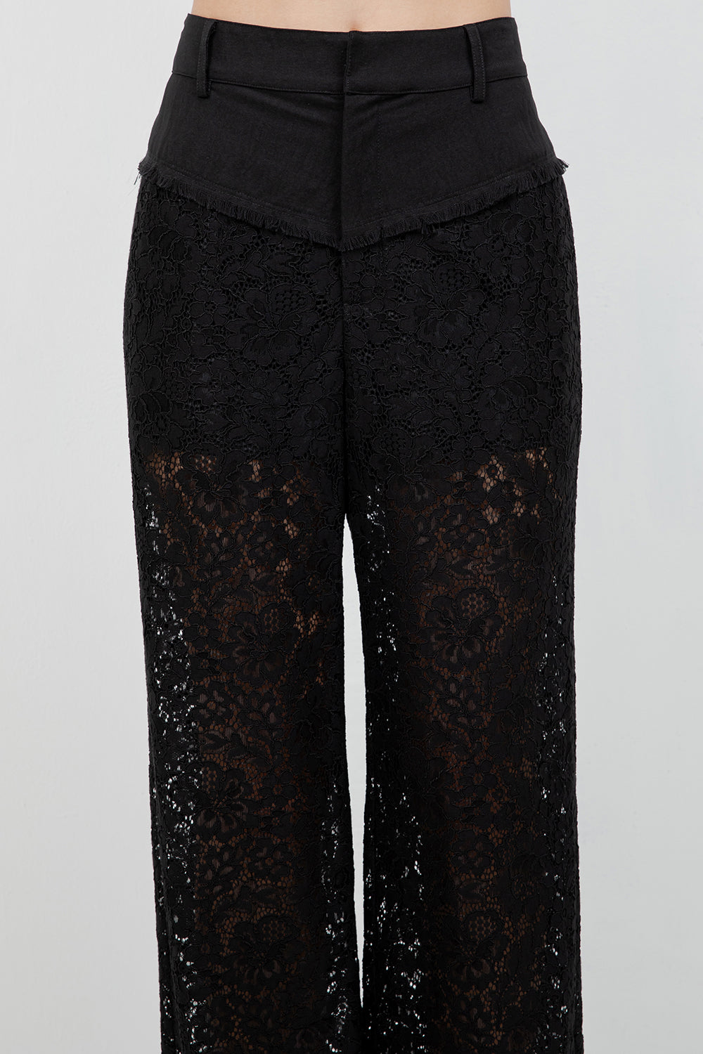 WOVEN LACE COMBO STRAIGHT LEG TROUSERS - Whiteroom+Cactus