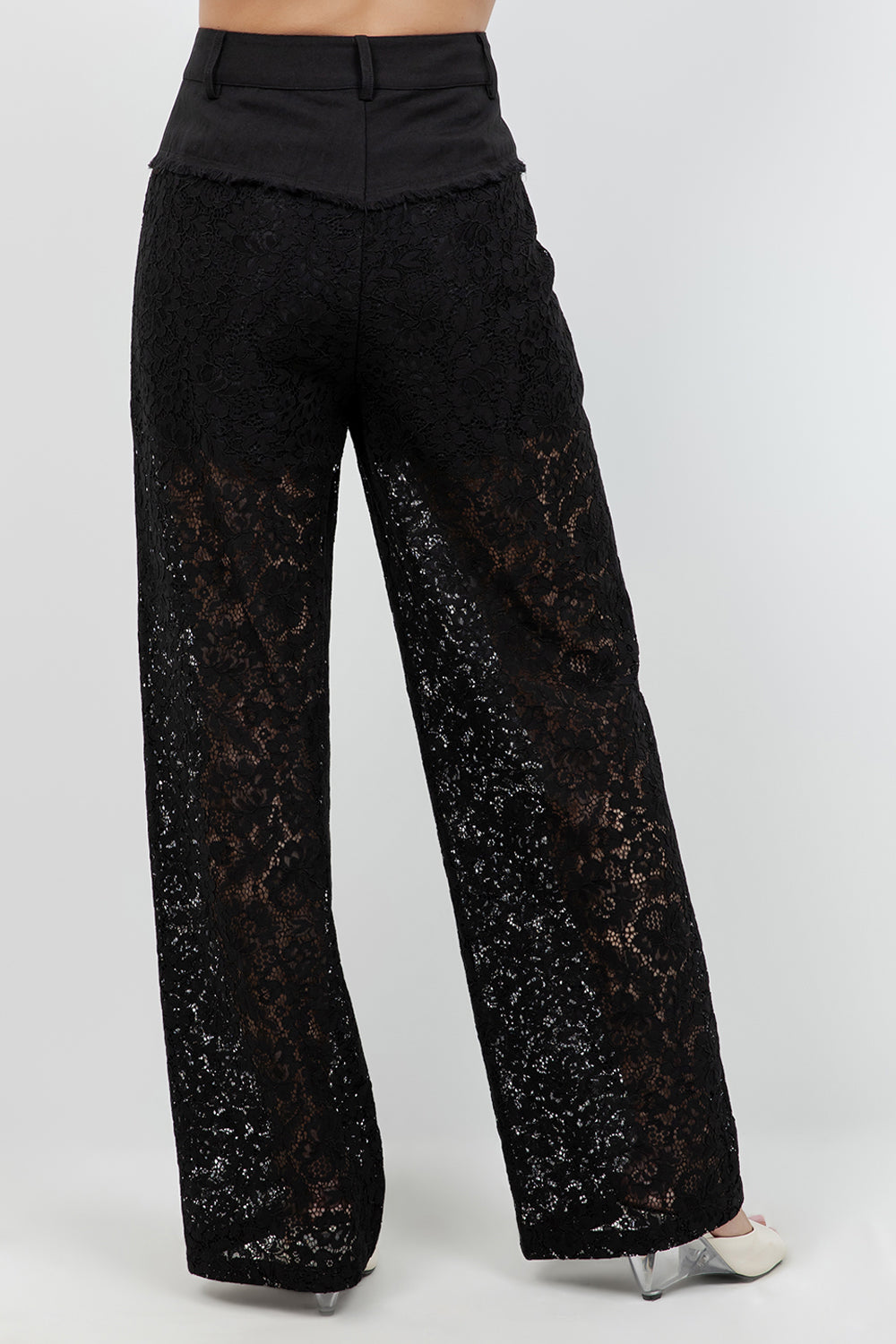 WOVEN LACE COMBO STRAIGHT LEG TROUSERS - Whiteroom+Cactus
