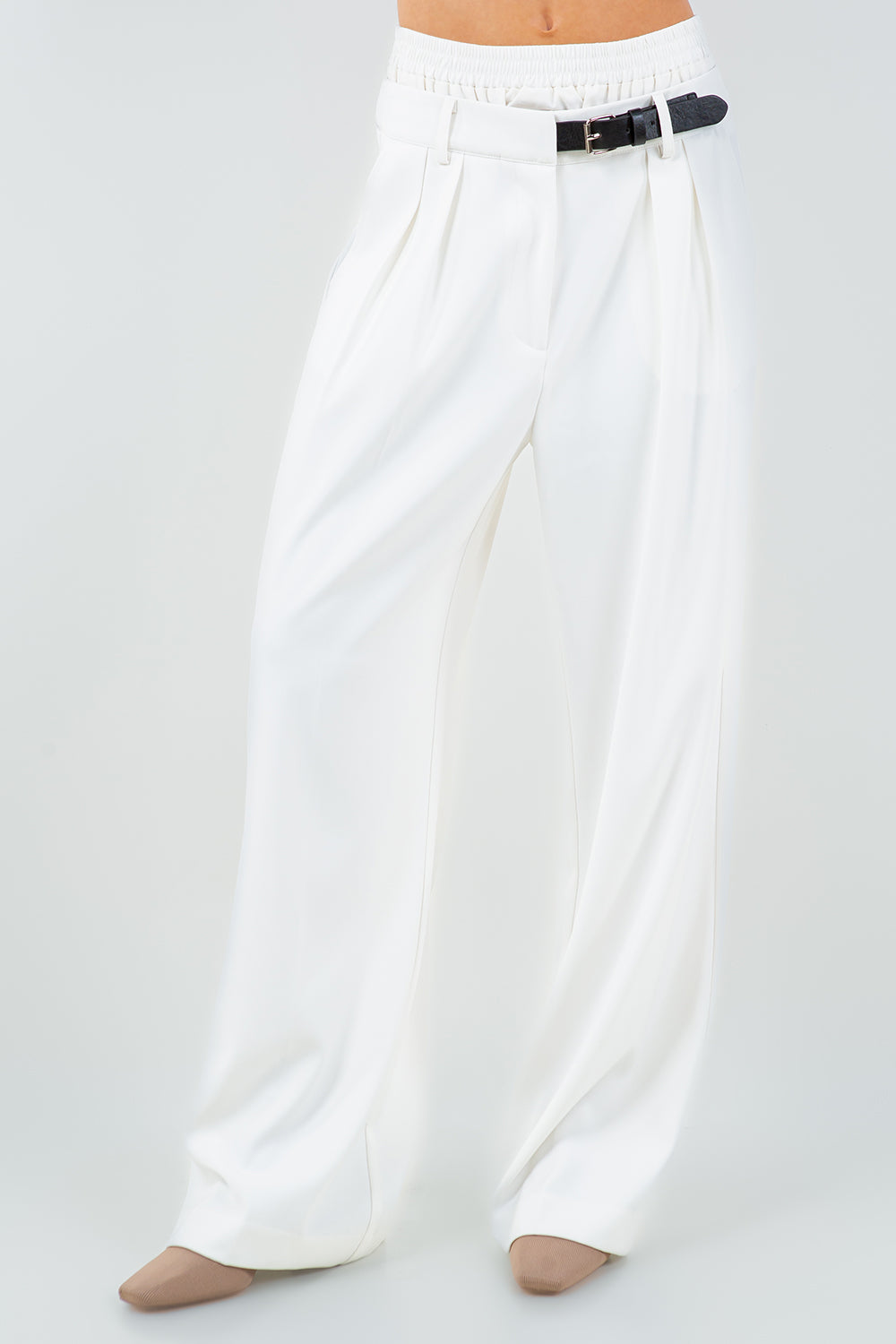 DOUBLE LAYERED BELT DETAIL PANTS