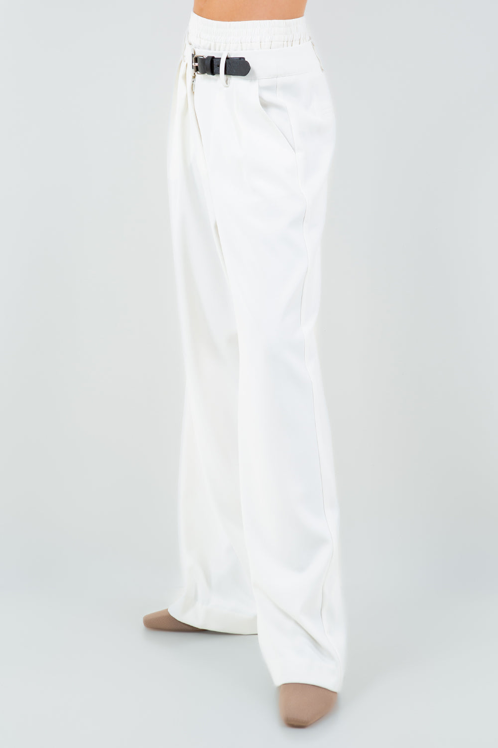 DOUBLE LAYERED BELT DETAIL PANTS