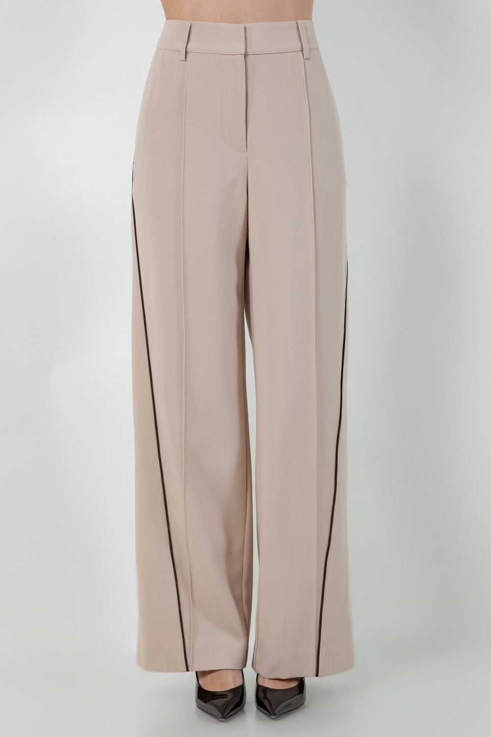 SOFT WOVEN TROUSERS WITH CONTRAST PIPING - Whiteroom+Cactus