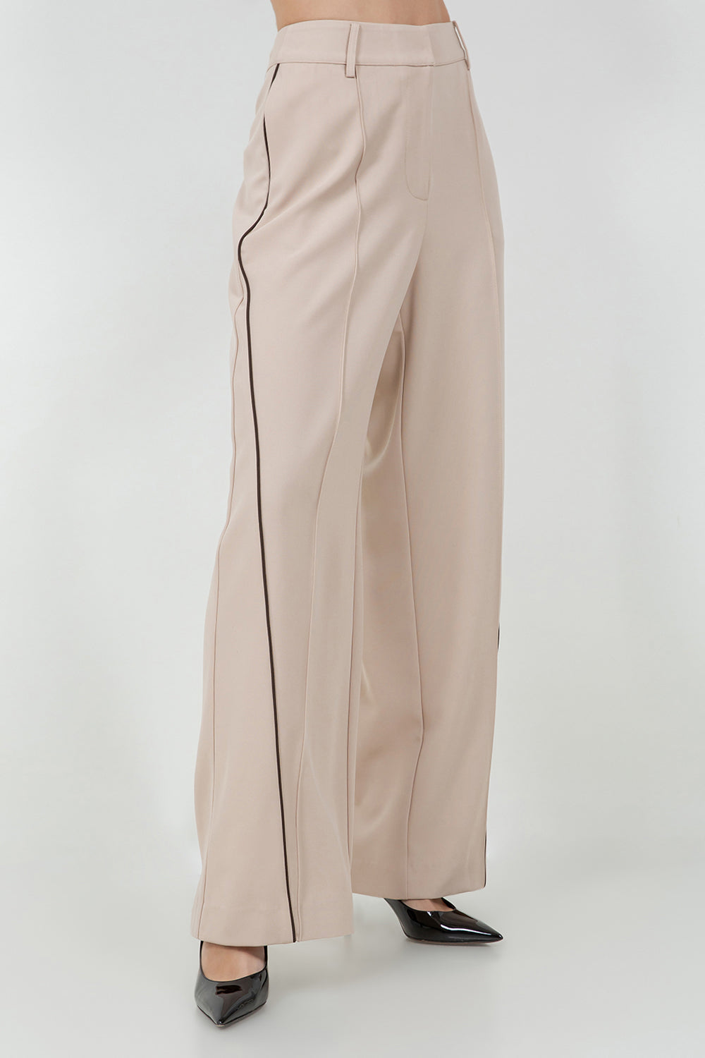 SOFT WOVEN TROUSERS WITH CONTRAST PIPING - Whiteroom+Cactus
