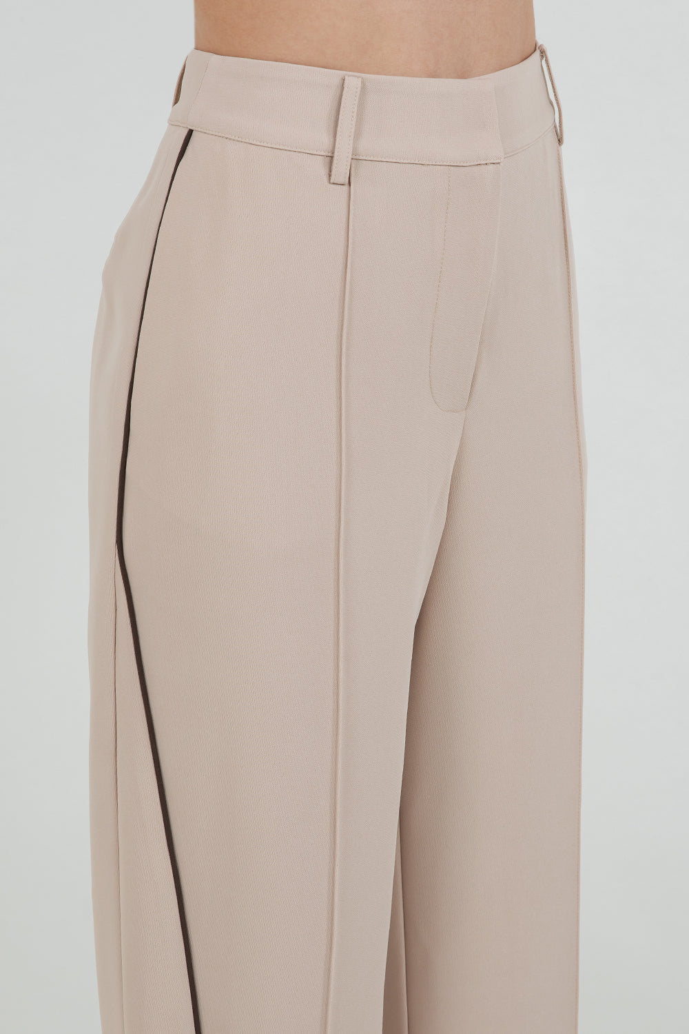 SOFT WOVEN TROUSERS WITH CONTRAST PIPING - Whiteroom+Cactus