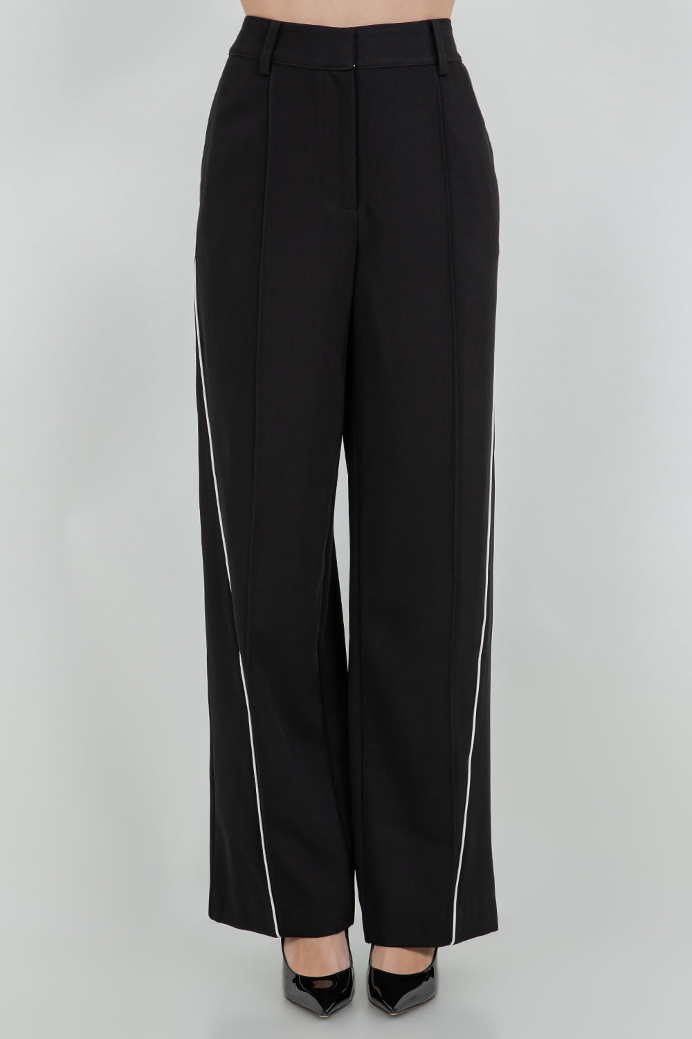 SOFT WOVEN TROUSERS WITH CONTRAST PIPING - Whiteroom+Cactus