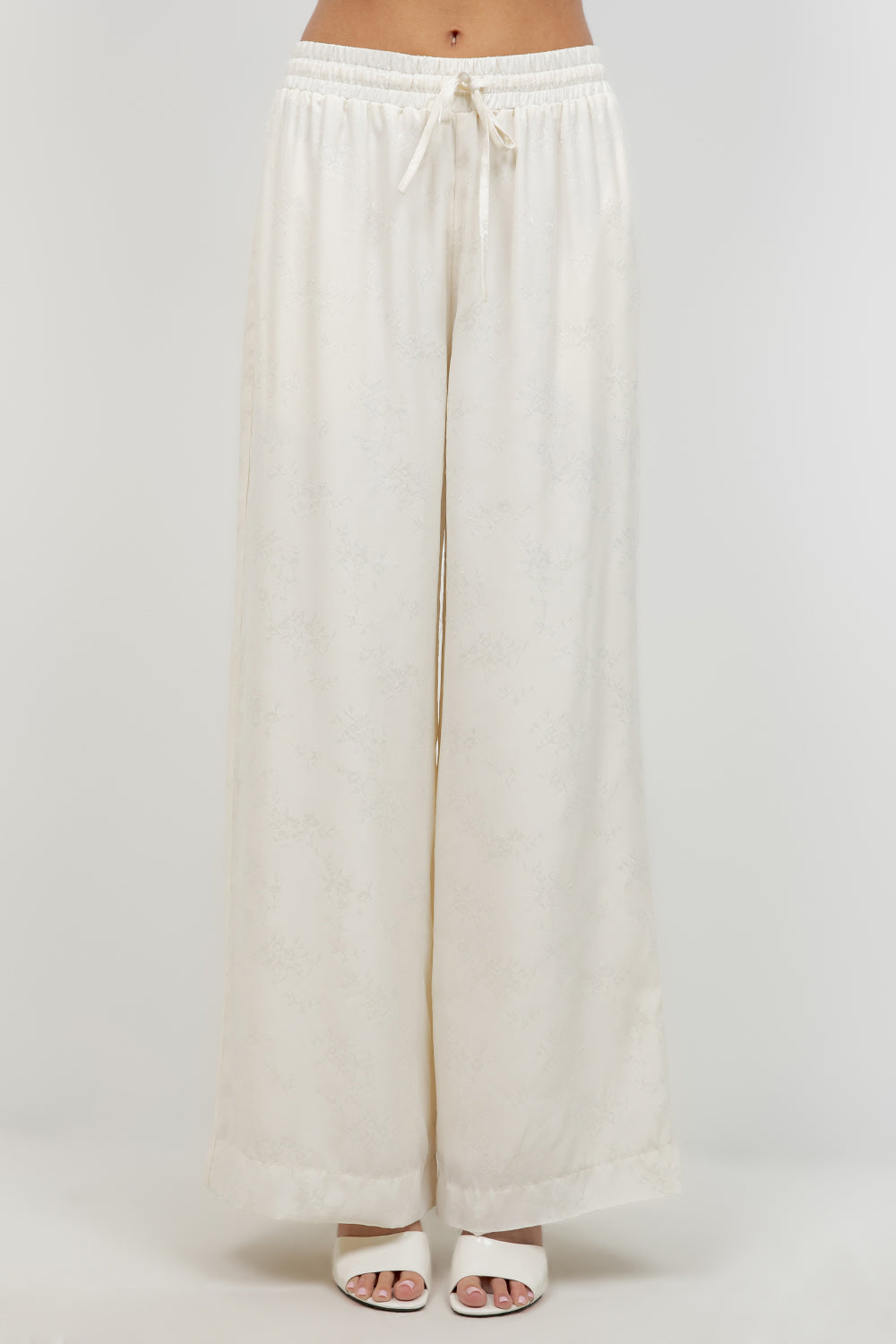 SOFT WOVEN SATIN STRAIGHT LEG PANTS