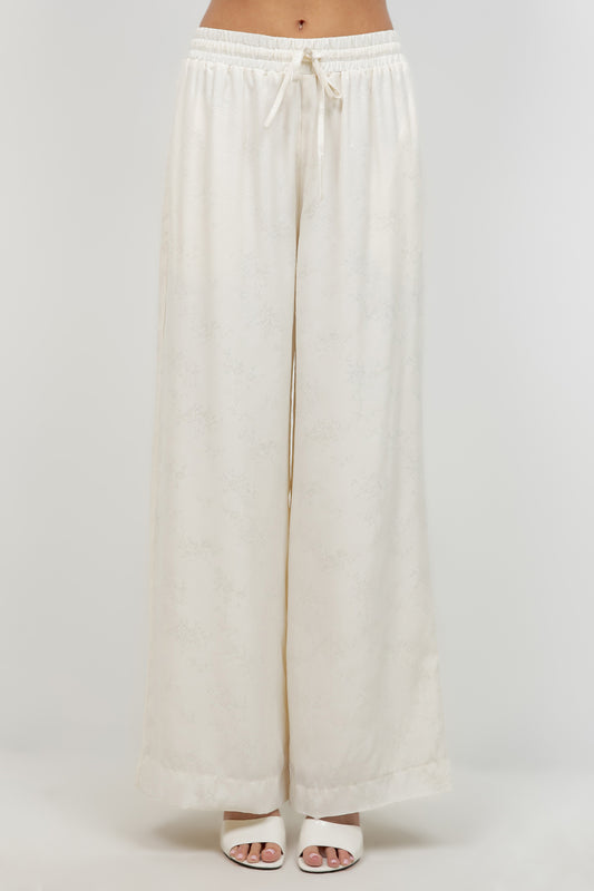 SOFT WOVEN SATIN STRAIGHT LEG PANTS