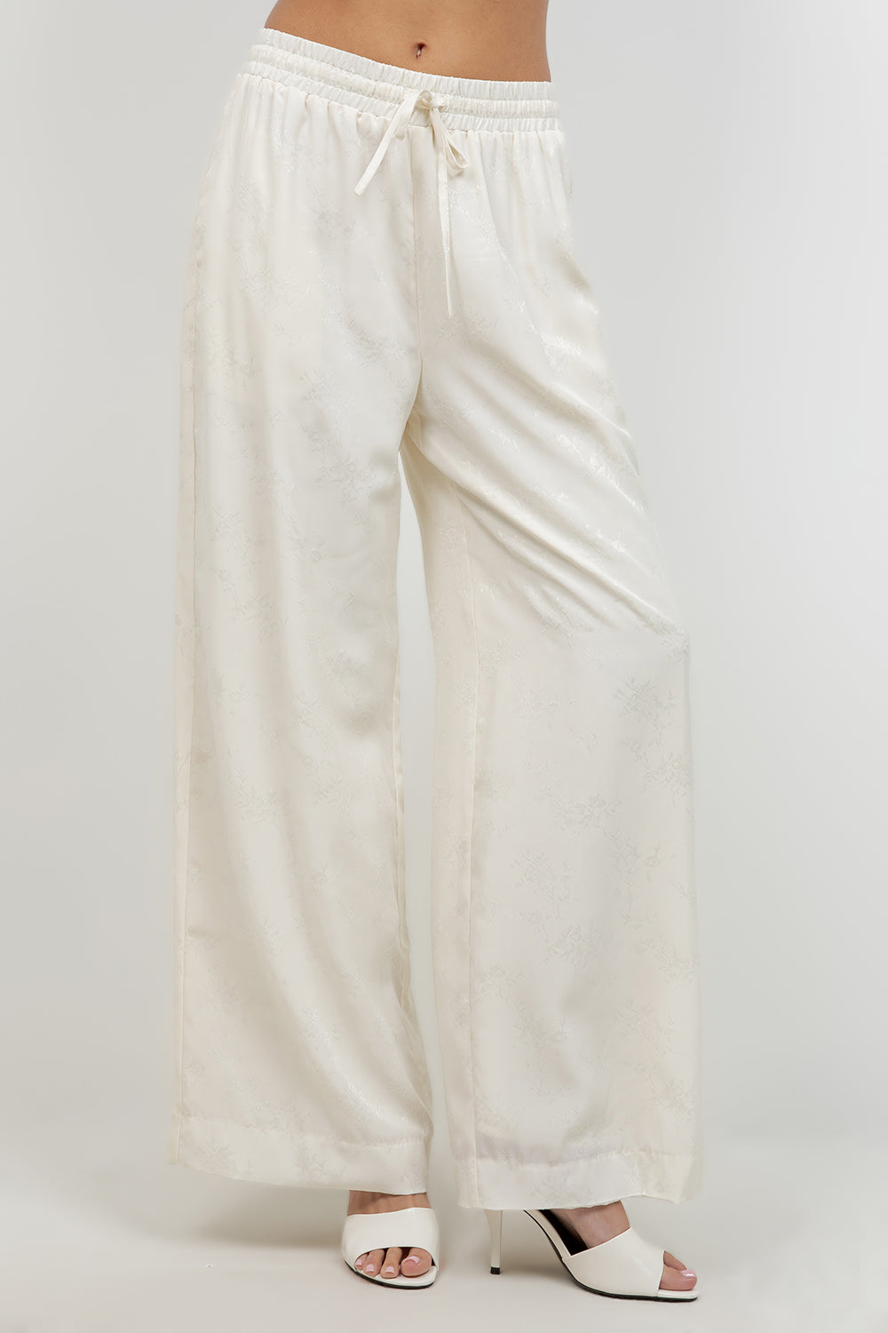 SOFT WOVEN SATIN STRAIGHT LEG PANTS