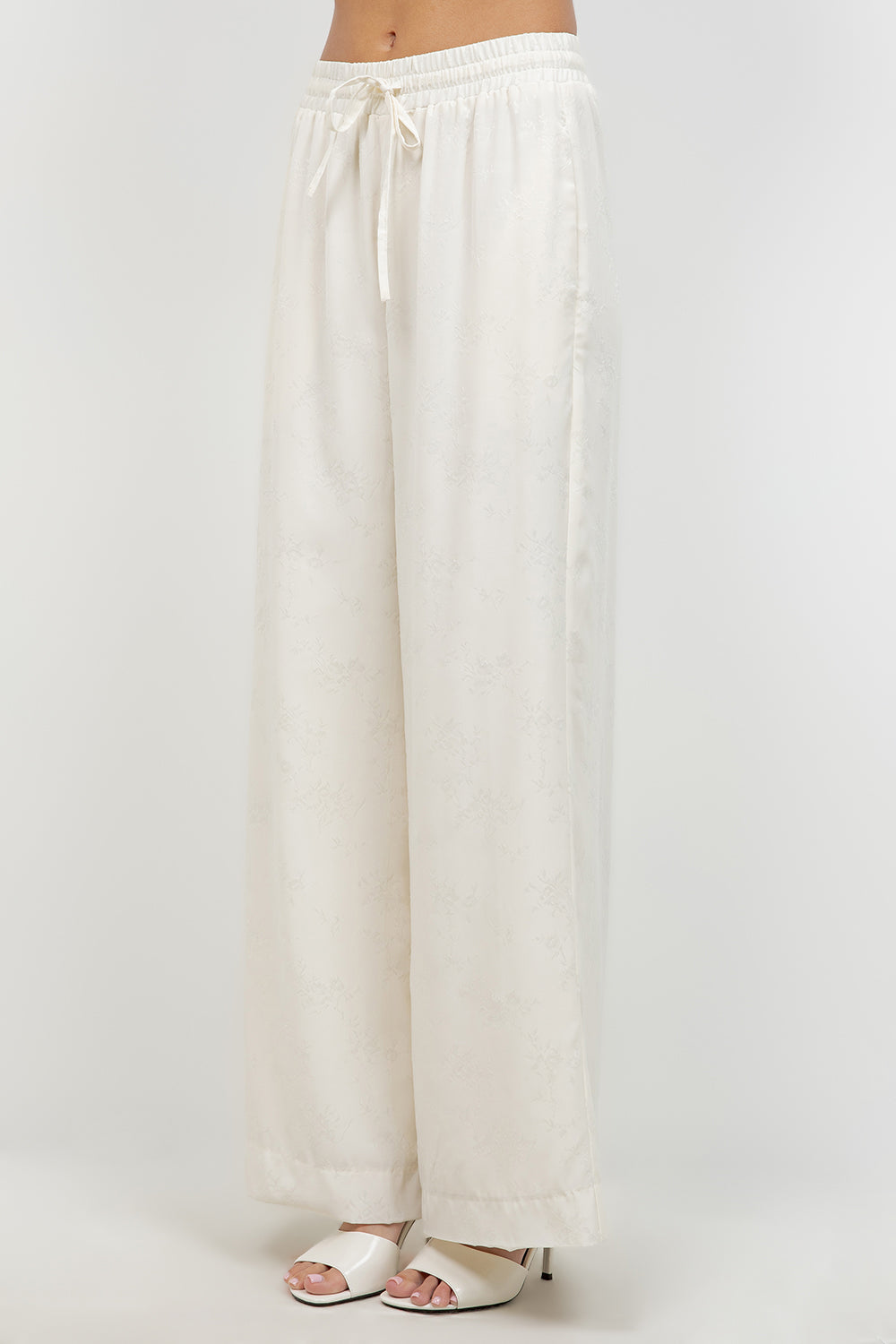 SOFT WOVEN SATIN STRAIGHT LEG PANTS