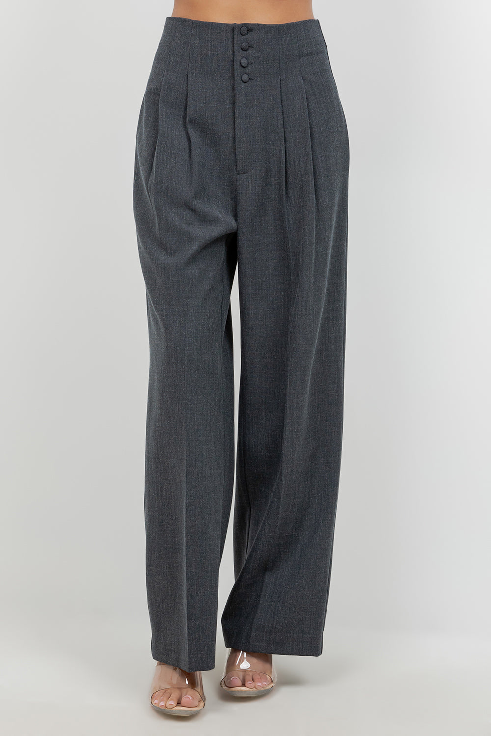 SOFT WOVEN FITTED WAIST PLEATED TROUSERS - Whiteroom+Cactus