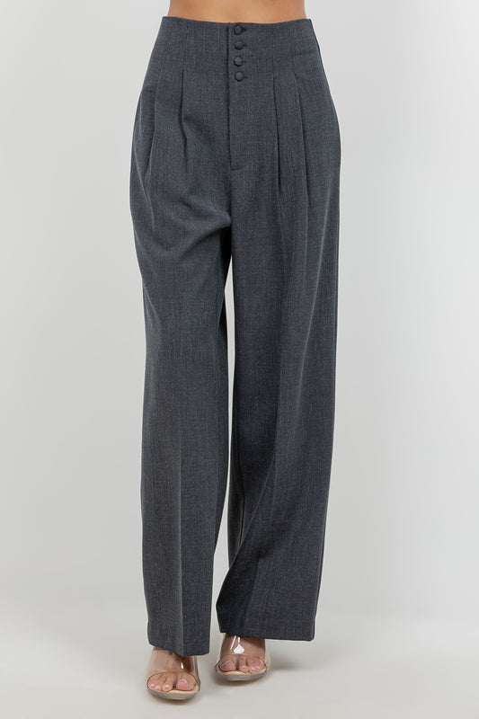 SOFT WOVEN FITTED WAIST PLEATED TROUSERS - Whiteroom+Cactus