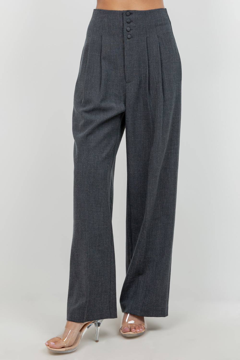 SOFT WOVEN FITTED WAIST PLEATED TROUSERS - Whiteroom+Cactus