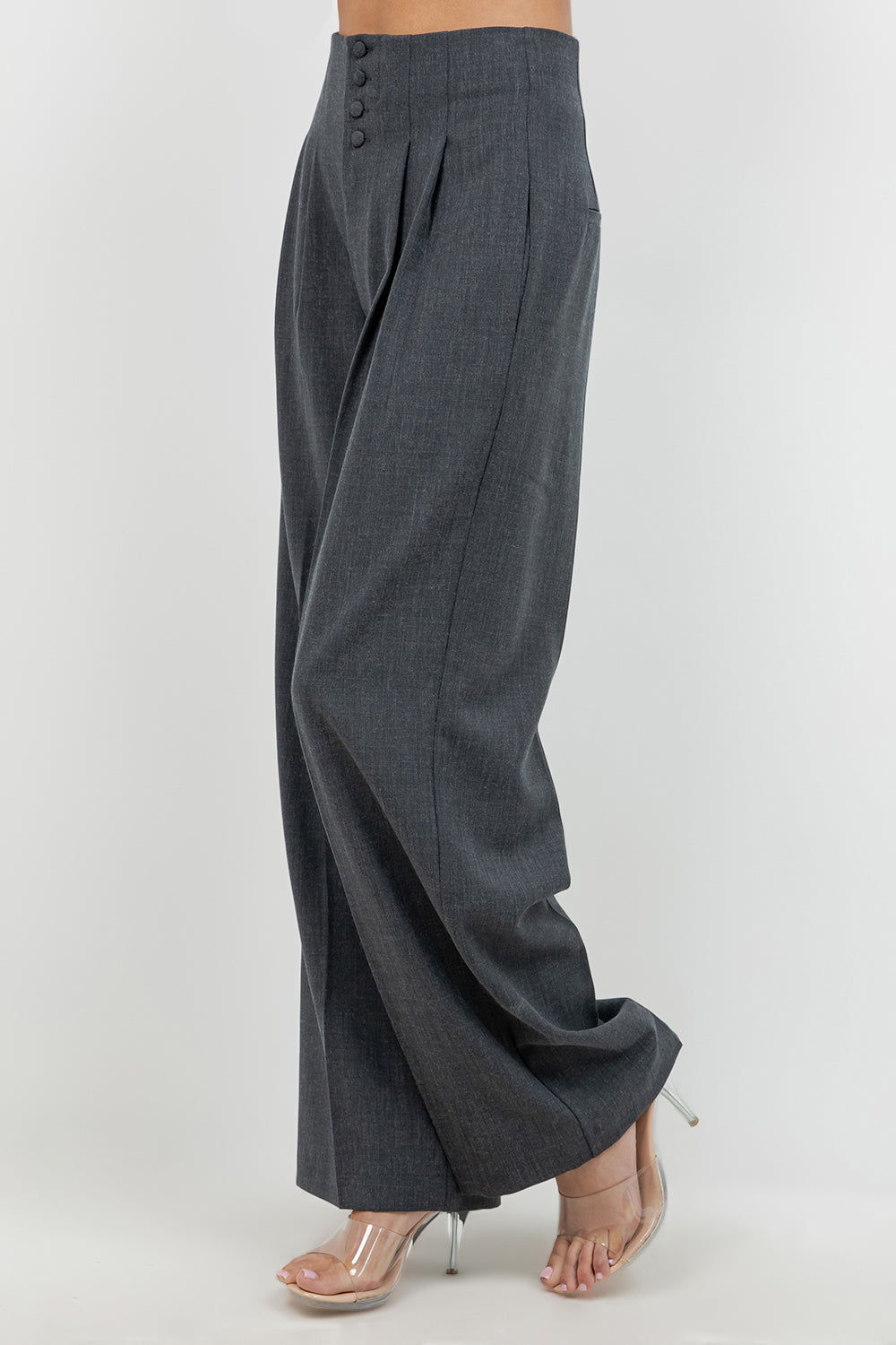 SOFT WOVEN FITTED WAIST PLEATED TROUSERS - Whiteroom+Cactus