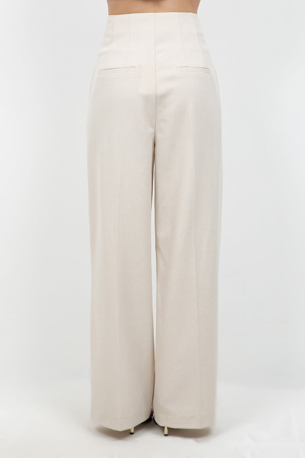 SOFT WOVEN FITTED WAIST PLEATED TROUSERS - Whiteroom+Cactus