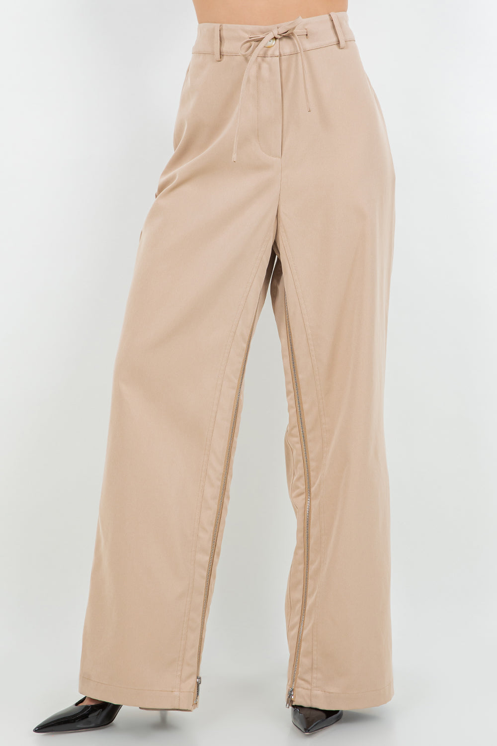 UTILITARIAN INSEAM ZIPPER DETAILED TROUSERS - SAND