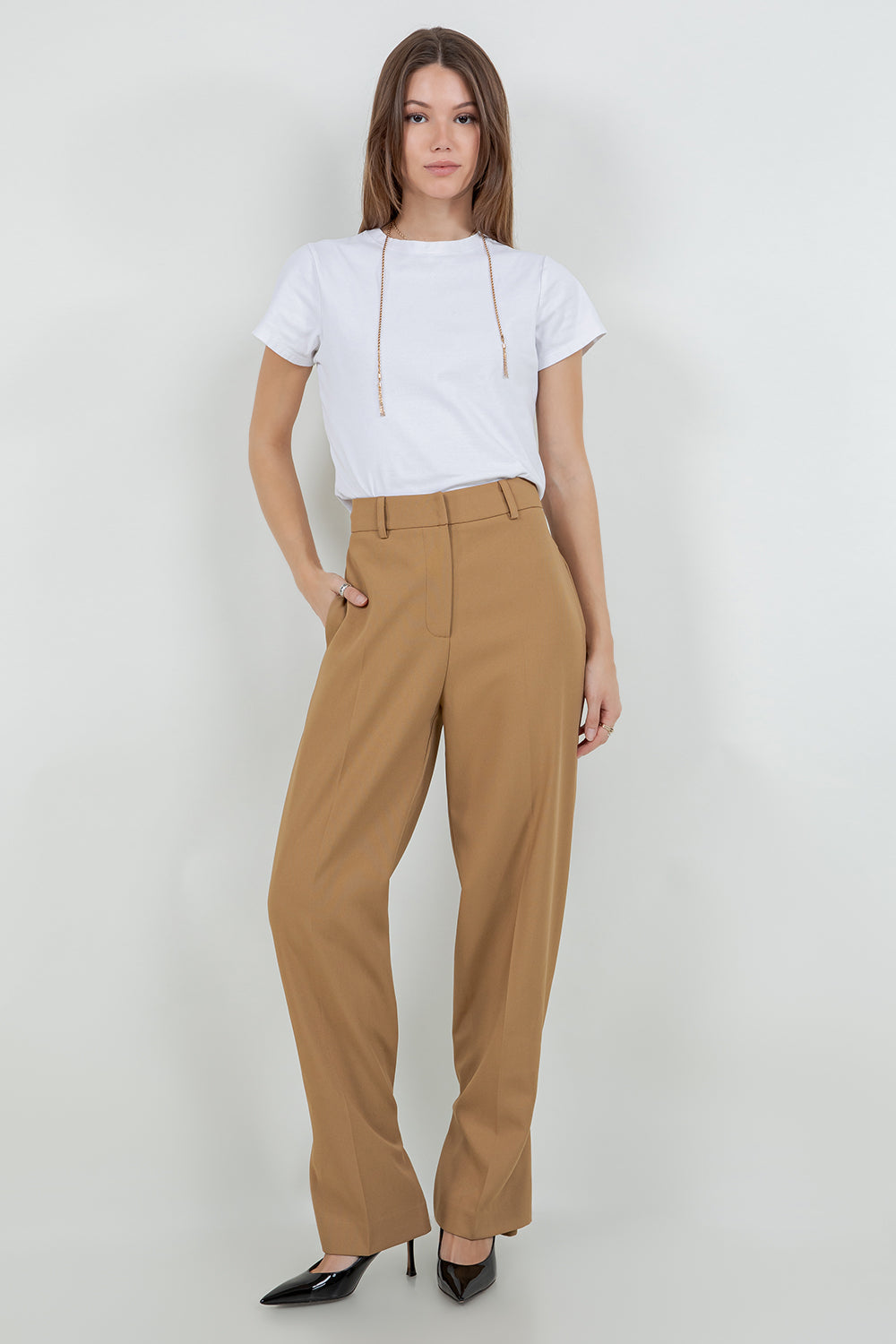 SOFT WOVEN TROUSERS WITH LEG OPENING ADJUSTERS