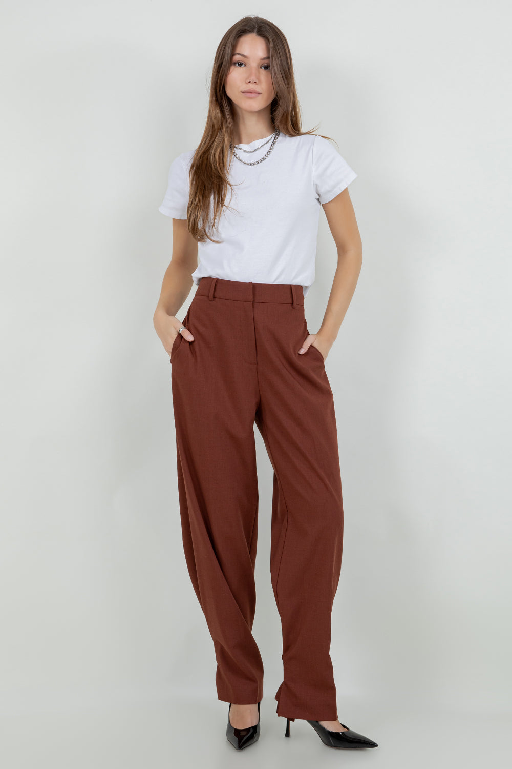 SOFT WOVEN TROUSERS WITH LEG OPENING ADJUSTERS