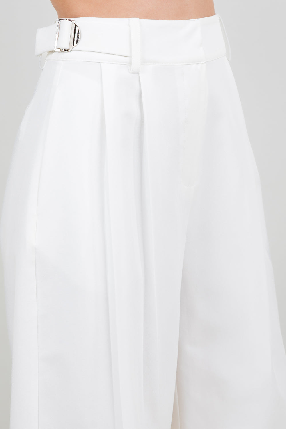 Pleated Bermuda Shorts with Belt Buckle Adjusters - Whiteroom+Cactus