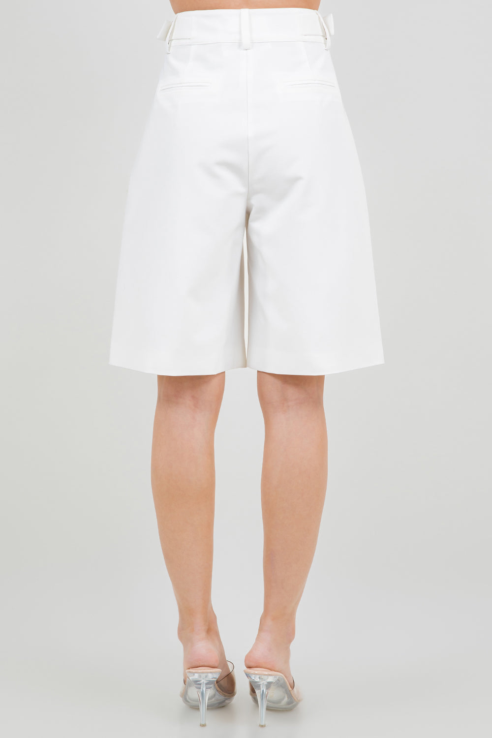 Pleated Bermuda Shorts with Belt Buckle Adjusters - Whiteroom+Cactus