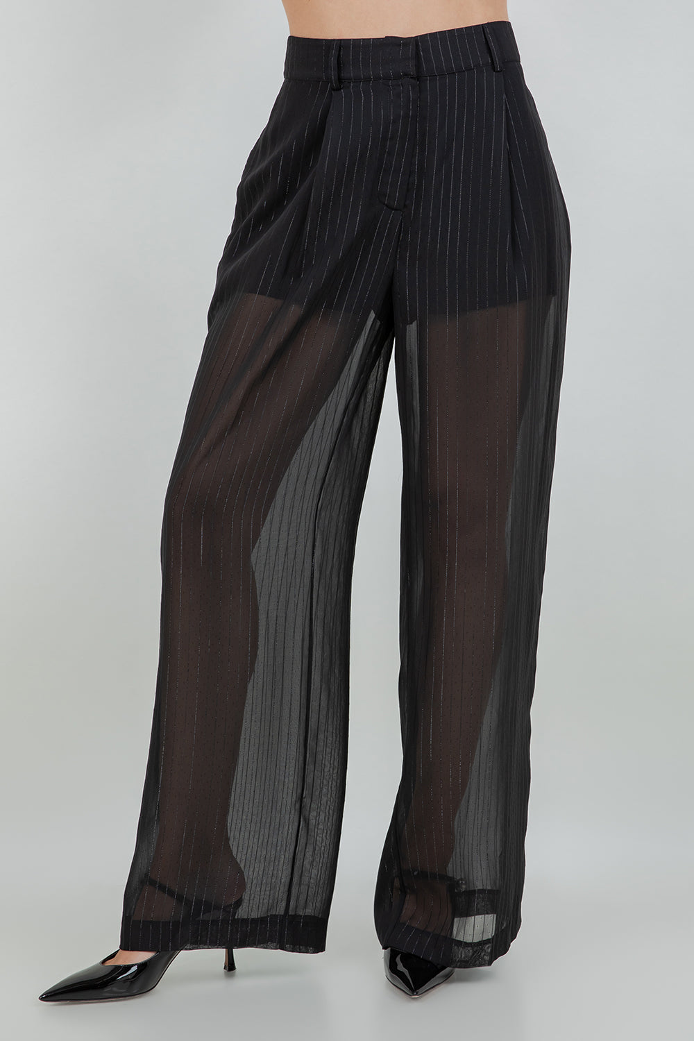 LIGHTWEIGHT LUREX ACCENT WOVEN PANTS - Whiteroom+Cactus