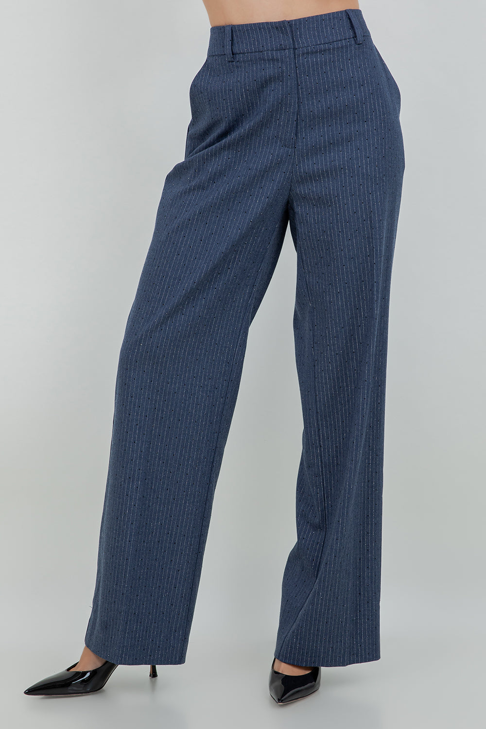 RHINESTONE EMBOSSED PINSTRIPE TROUSER PANTS - Whiteroom+Cactus