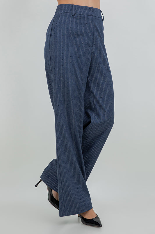 RHINESTONE EMBOSSED PINSTRIPE TROUSER PANTS - Whiteroom+Cactus