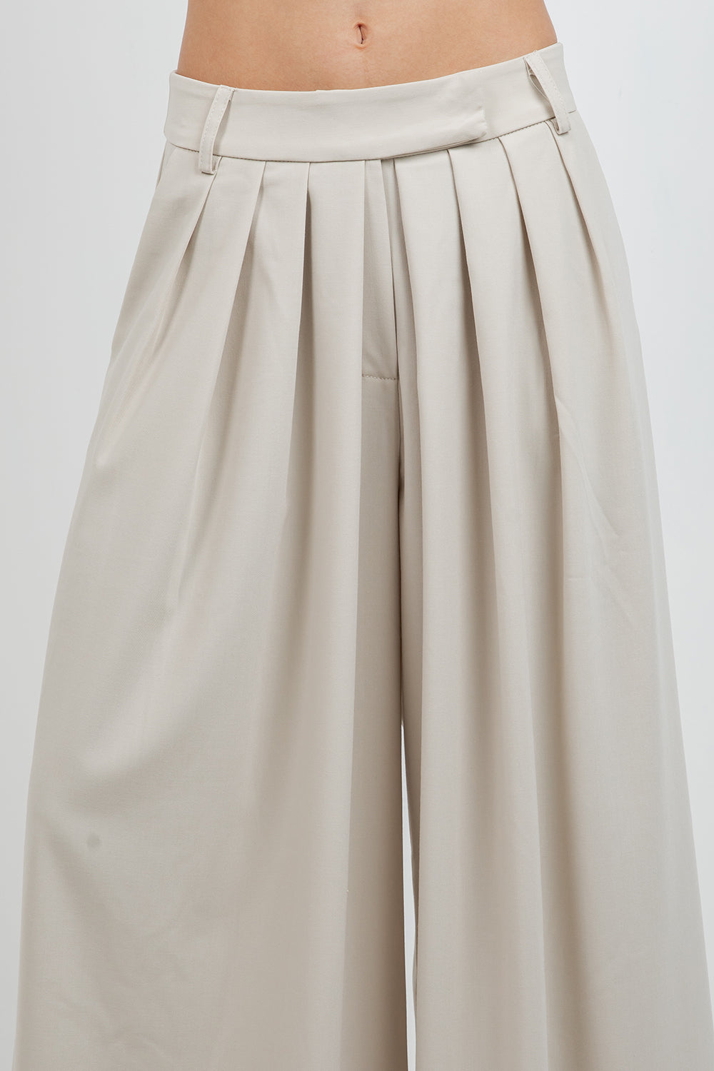 MULTI PLEAT SOFT WOVEN TROUSERS WITH ELASTIC BACK WAIST - Whiteroom+Cactus
