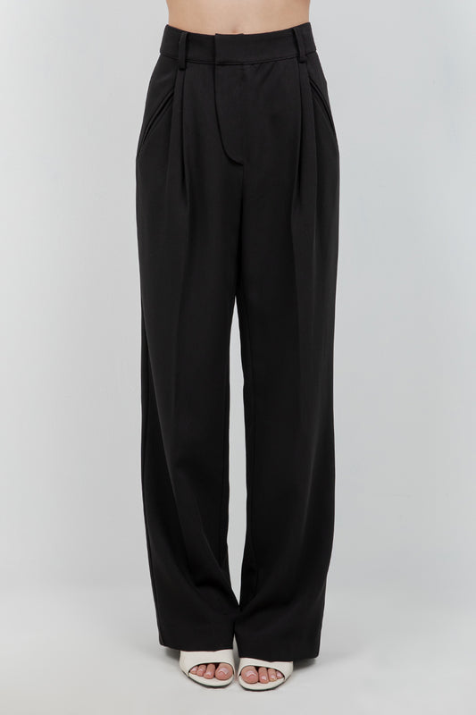 STRAIGHT LEG WOVEN TROUSERS WITH PLEATING DETAIL - Whiteroom+Cactus