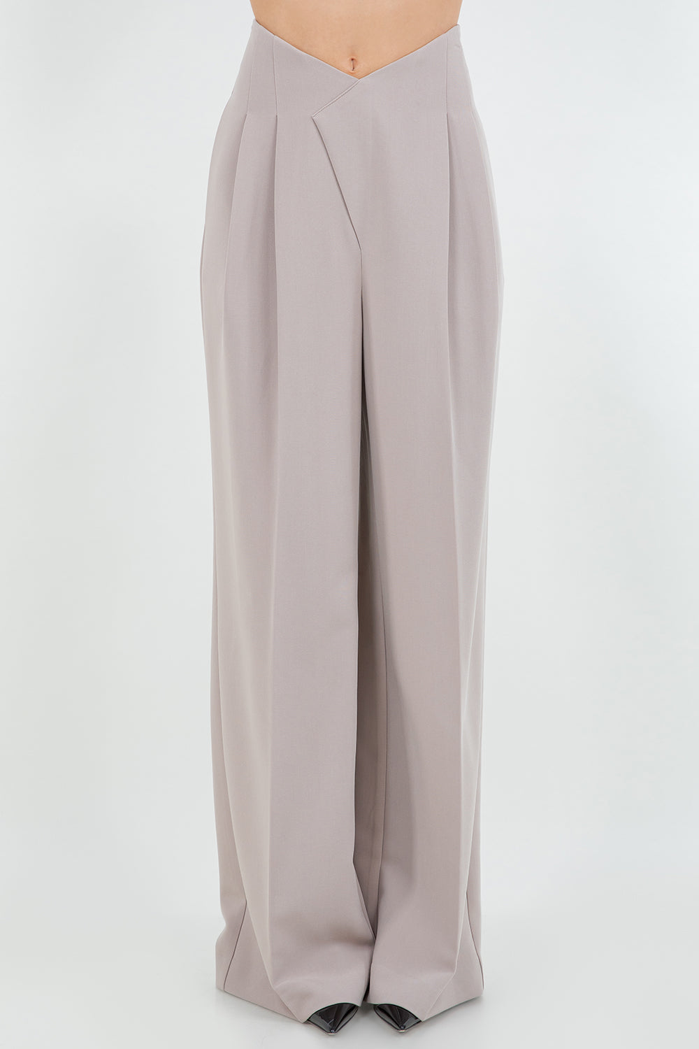 CROSSOVER HIGH WAIST PLEATED SOFT TROUSERS