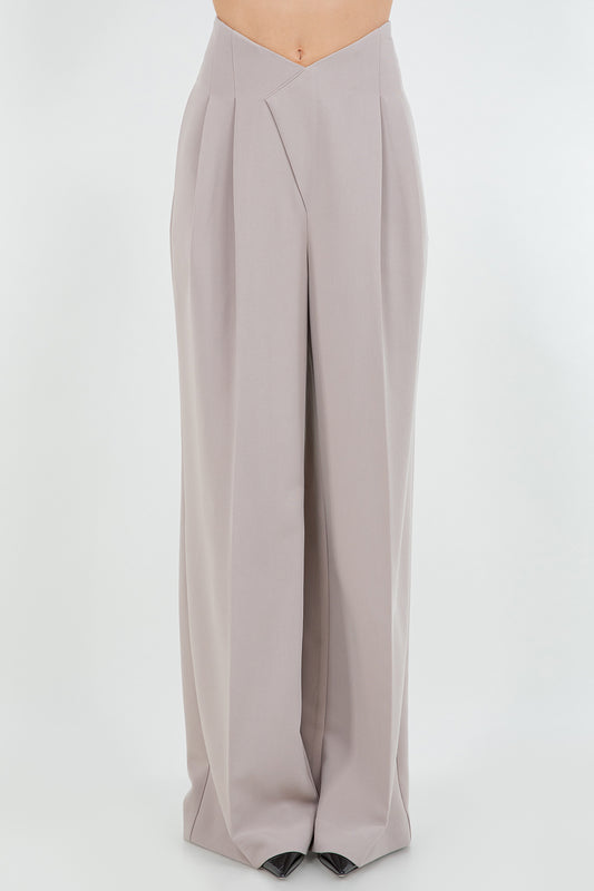 CROSSOVER HIGH WAIST PLEATED SOFT TROUSERS