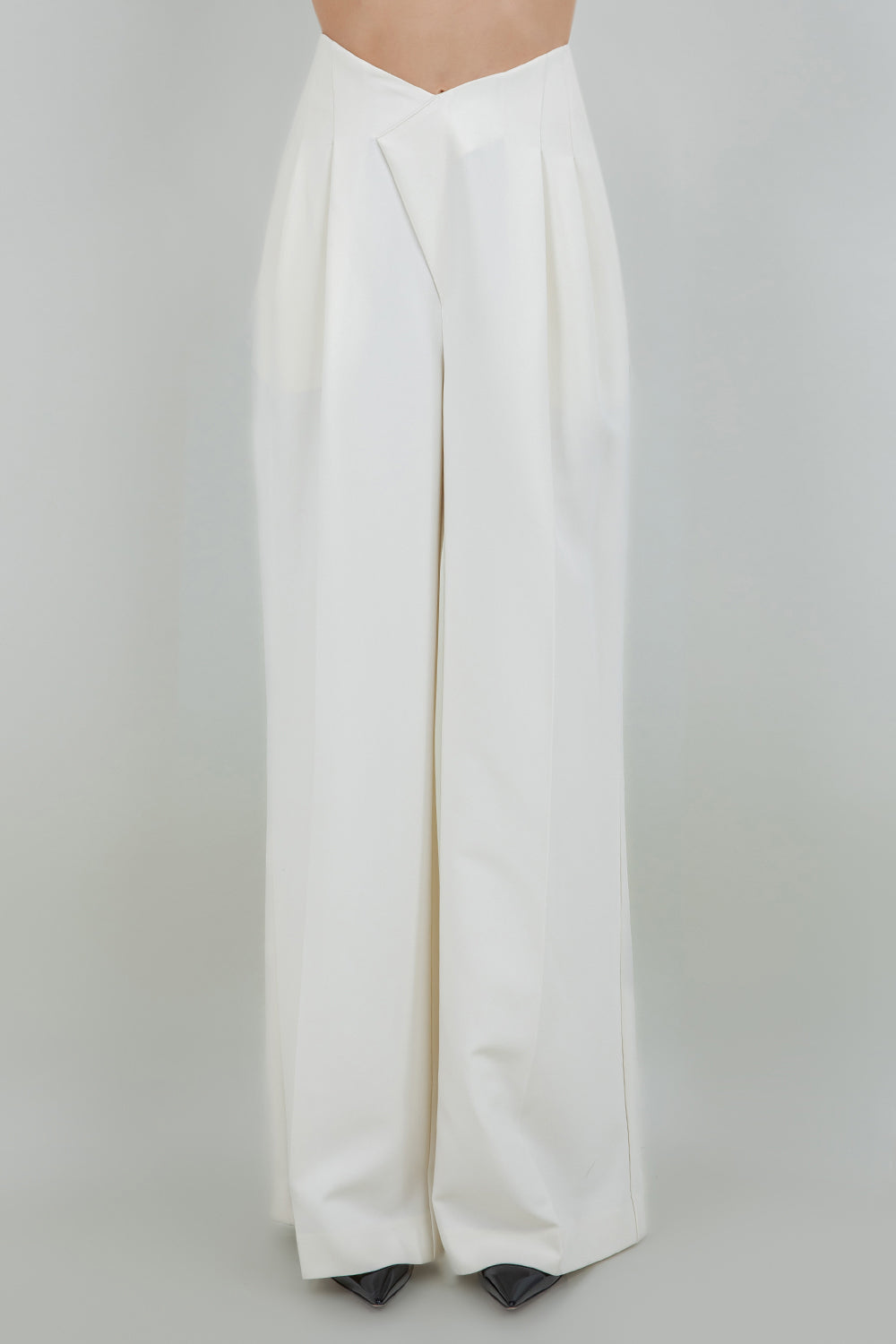 CROSSOVER HIGH WAIST PLEATED SOFT TROUSERS