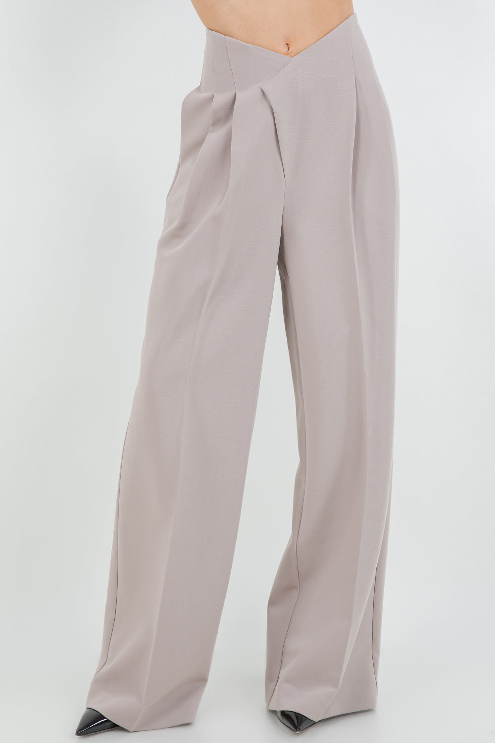 CROSSOVER HIGH WAIST PLEATED SOFT TROUSERS