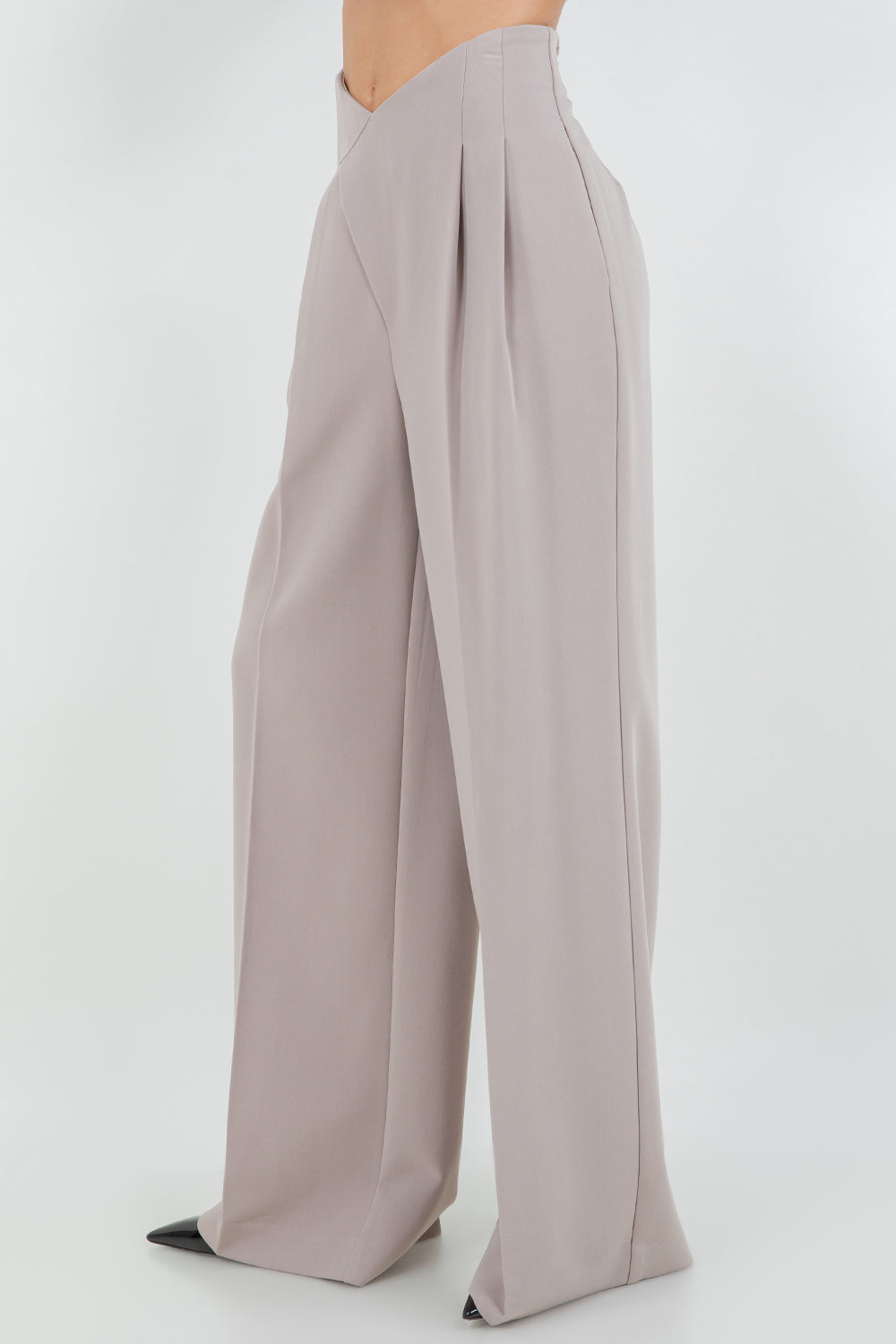 CROSSOVER HIGH WAIST PLEATED SOFT TROUSERS