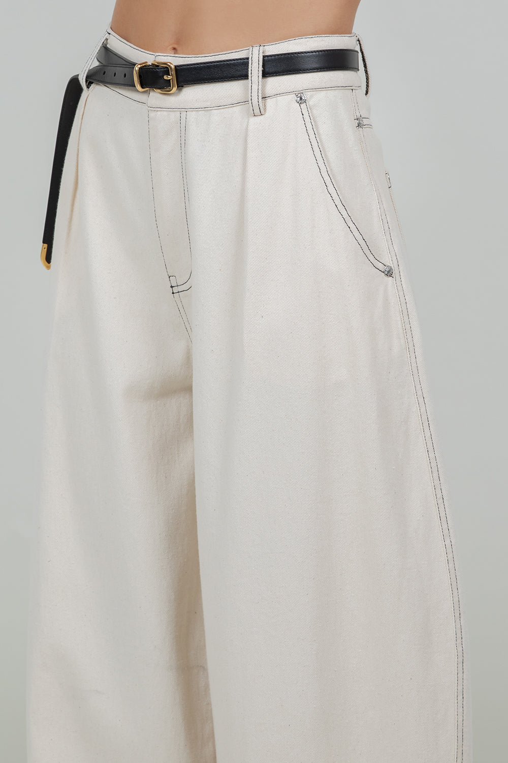 SOFT COTTON WASHED BARREL LEG PANTS