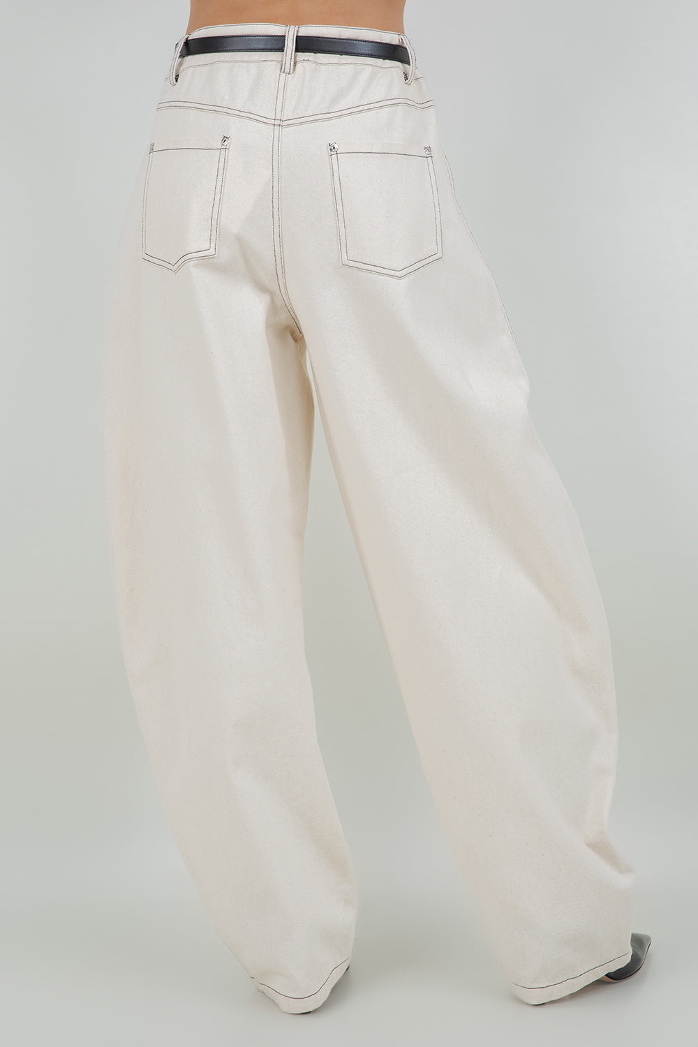 SOFT COTTON WASHED BARREL LEG PANTS