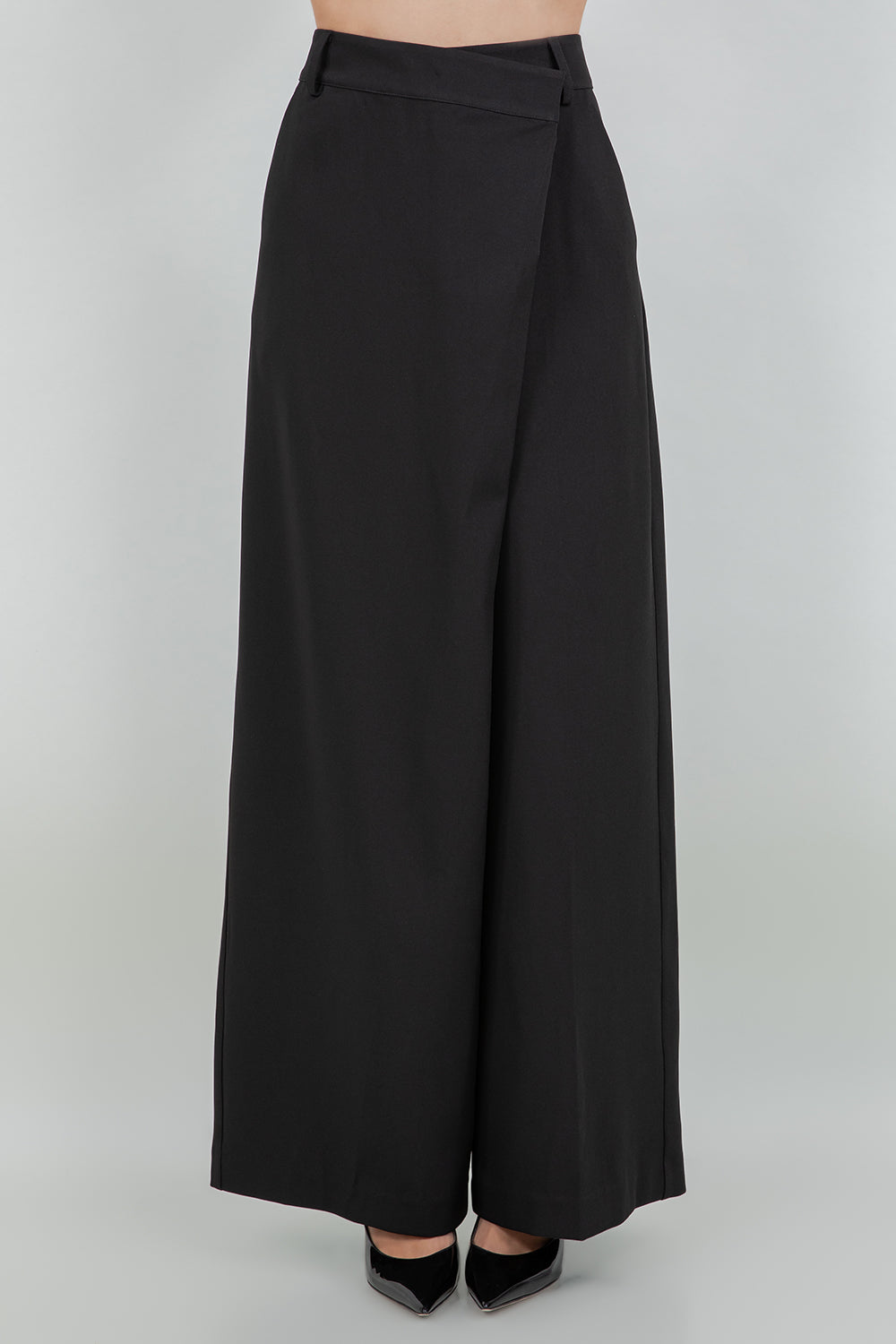 WRAP DETAIL WIDE PANTS - BLACK - Whiteroom+Cactus