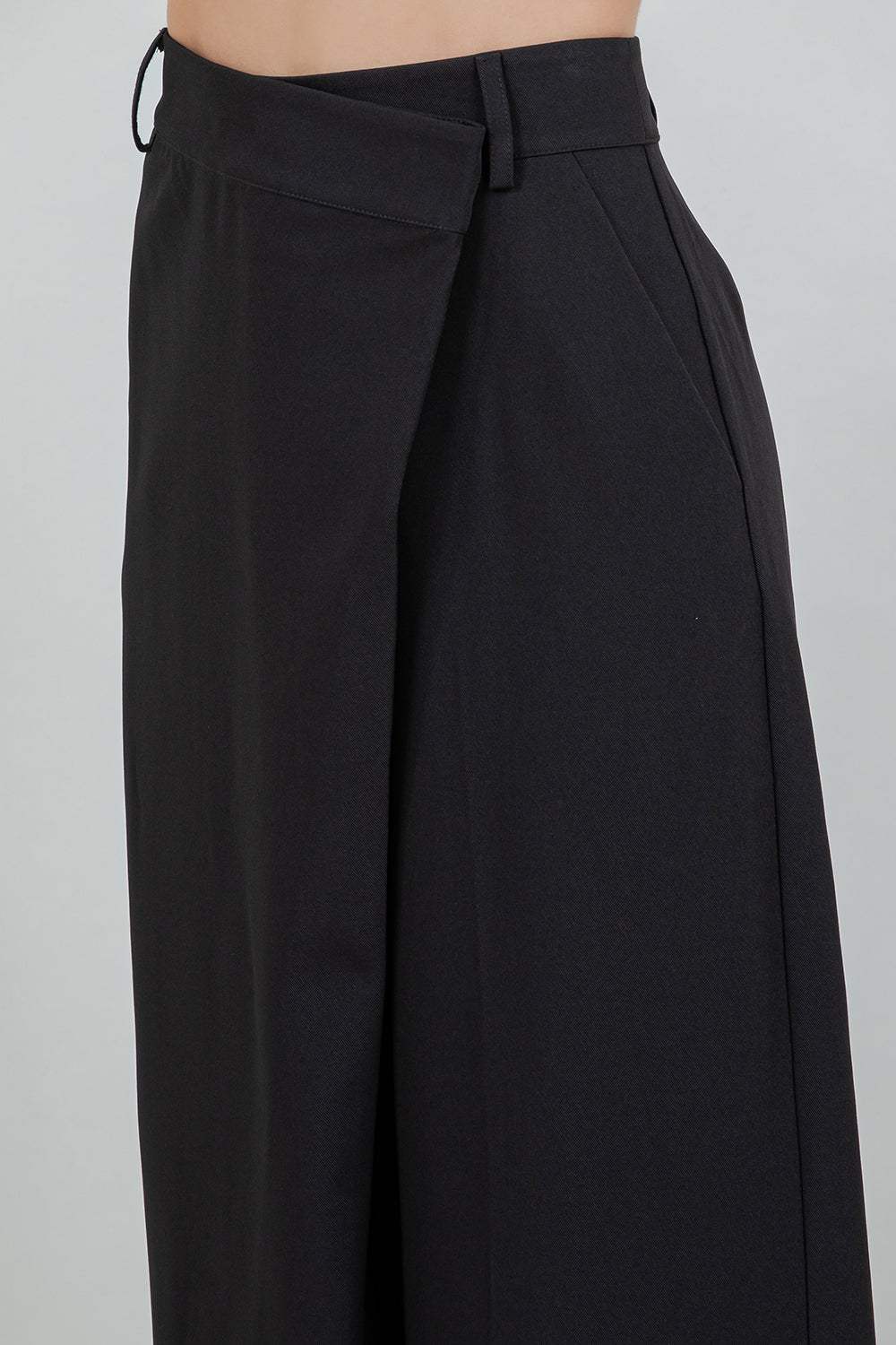 WRAP DETAIL WIDE PANTS - BLACK - Whiteroom+Cactus