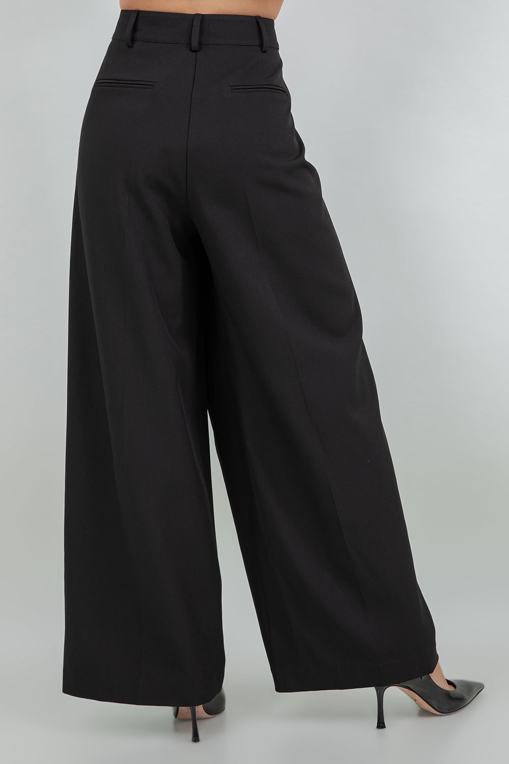 WRAP DETAIL WIDE PANTS - BLACK - Whiteroom+Cactus