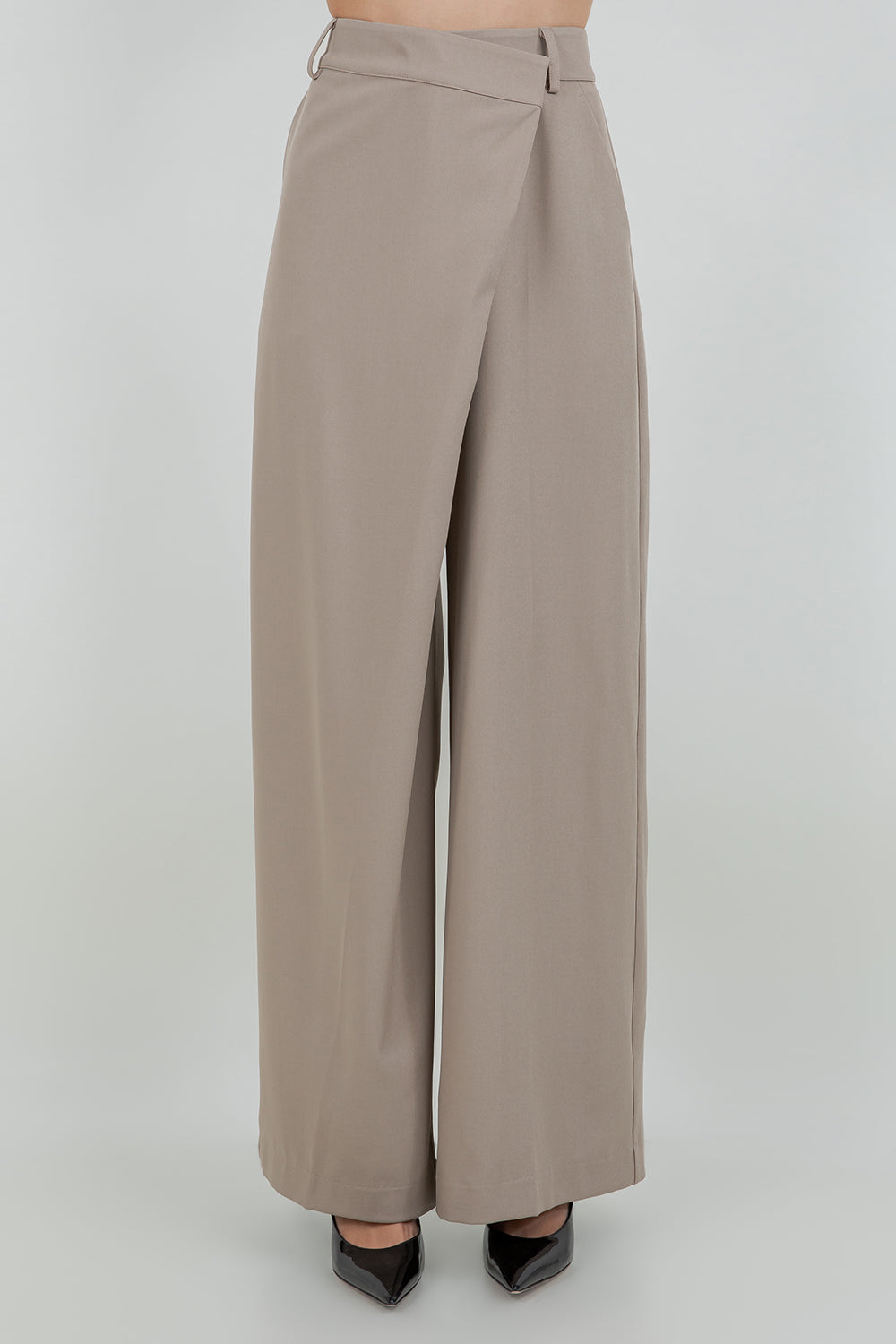 WRAP DETAIL WIDE PANTS - MOCHA - Whiteroom+Cactus
